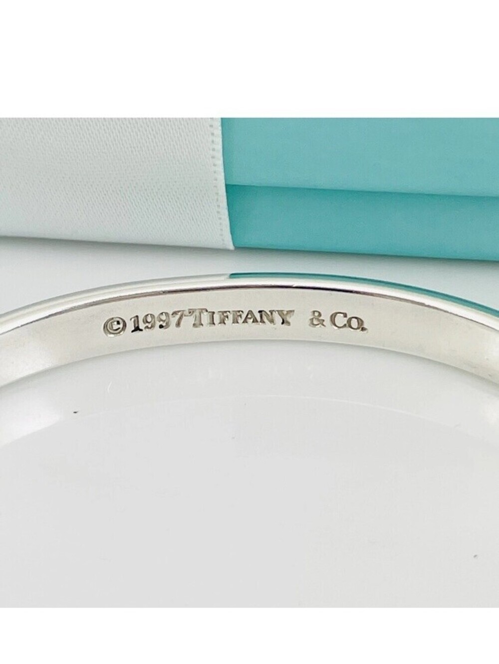Vintage 1997 Tiffany & Co. 1837 Narrow Bangle Bracelet Oval Sterling Silver 925 - Picture 5 of 6